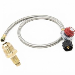 Gasone 4ft Propane Regulator & Brass Orifice Steel Braided Hose 20 Psi