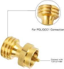 Adapter Converts Propane LP TANK POL Service Valve to QCC (Type 1) Outlet Brass