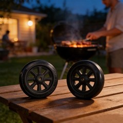 2 Black 6 Inch For BBQ Grill Wheels Replacement for Outdoor Grill Trolley Use