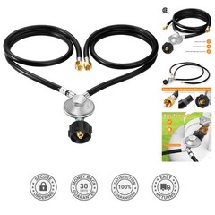 Y Splitter Propane Regulator with Dual Hose Connections – 4 Feet Long