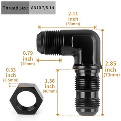 Bulkhead Fitting Flare Male to Male Adapter Union with 6AN Lock AN10 90 Degree