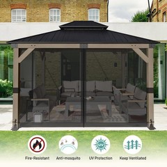 Universal 10×13 ft Gazebo Mosquito Netting, Replacement 4-Panel Sidewalls wit…