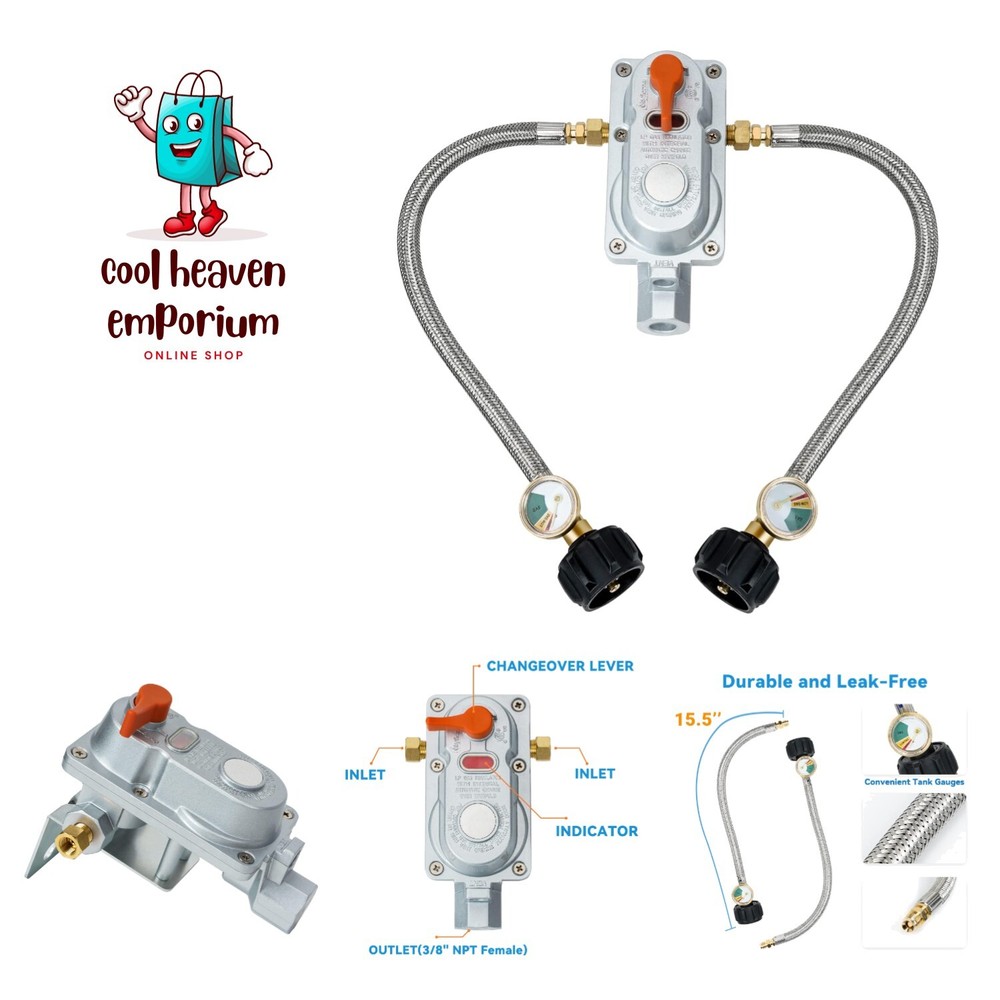 2-Stage Auto Changeover Propane Gas Rv Regulator Kit with 2PCS Gauges and 12-…