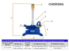Natural Gas Bunsen Burner, StabiliBase Anti-Tip Design with Handle, with Flam…