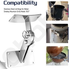 Stainless Lid Hinge Kit for Weber Smokey Mountain Grills 18.5″ & 22.5″ Model – R
