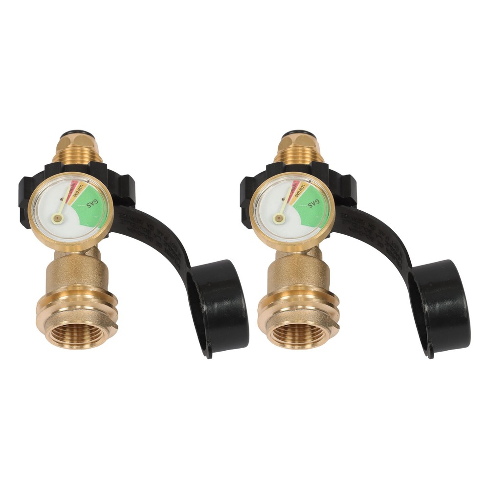 2PCS Propane Tank Adapter with Gauge Converts POL LP Tank Service Valve QCC/Type