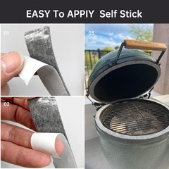 2Pcs High Temp BBQ Smoker Gasket Replacement, Self-Stick Felt 15ft Long, 7/8″ Wi