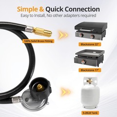 3 FT Propane Adapter Hose with Regulator for Blackstone Griddle