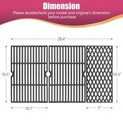 3-Piece Cast Iron Cooking Grate Replacement for Dyna-Glo DGH474CRP Grills
