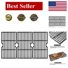 Durable Porcelain Coated Cast Iron Grill Grates 16 7/8″ – 3-Pk Replacement