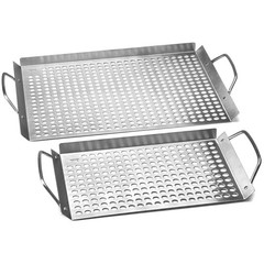 Stainless Steel Grill Topper Set, 2-Pack, 11″x7″ and 11″x17″