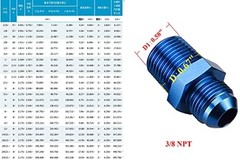 Male 3/8″ NPT to -10 AN Flare Adapter 10AN to 3/8 NPT flare to NPT blue