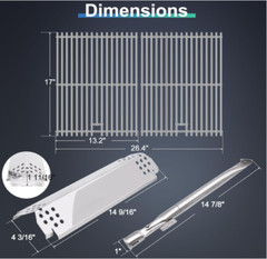 BBQ Grill Heat Plate/Burner Replacement for Nexgrill 5 Burner 720-0888N 720-0888