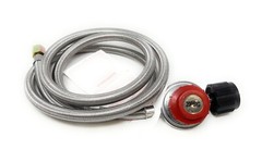 0-20 PSI Adjustable Propane Regulator with Stainless Steel Braided Hose- 6 Feet