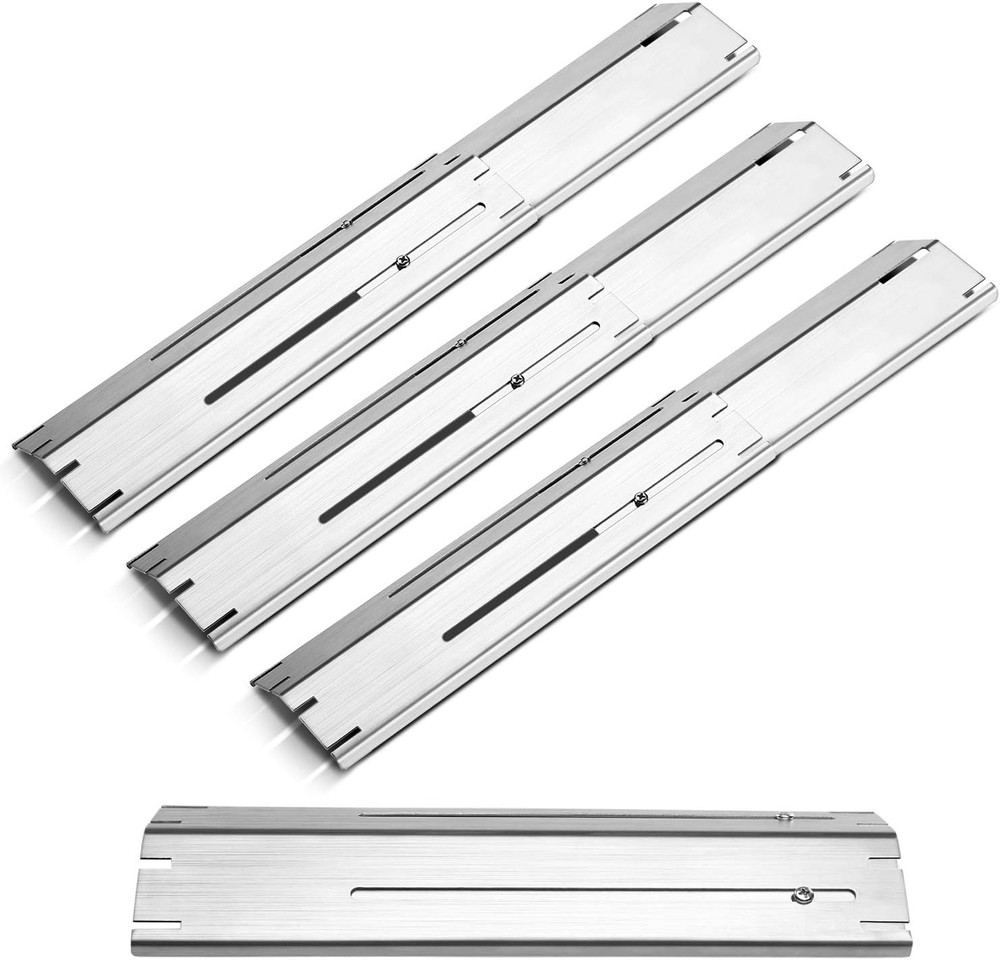 4 Pack Adjustable Grill Heat Plates, Extend from 11.75″ up to 21″ Length，Gas Gri
