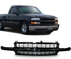 Front Grille Grill Black Compatible with 1999-2002 Chevrolet Silverado 1500 2500