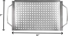 Easy-Clean 11″ x 7″ Stainless Steel Grill Tray with Handles for Outdoor Use