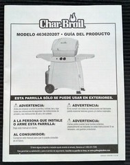 Char-Broil Grill, Model 463620207, Spanish Language Product Guide/Owner’s Manual