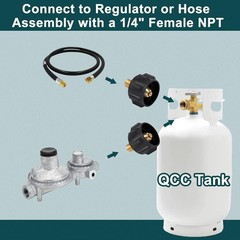 Solid Brass Propane Gas Fitting with Excess Flow Control for Regulators & Hoses