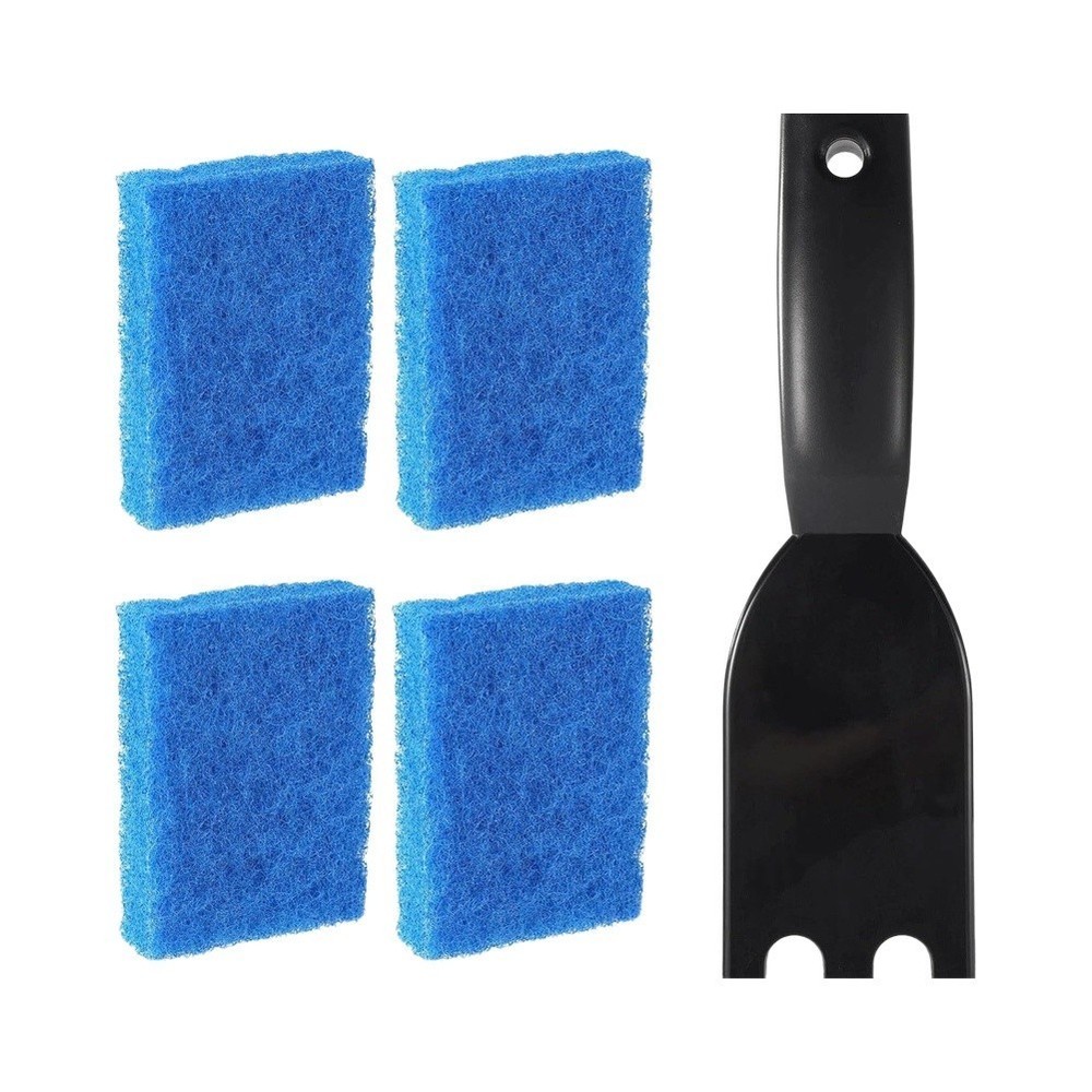5pcs Grill Cleaning Tools Set: 4 Sponges 1 Scraper for Most Outdoor Grills
