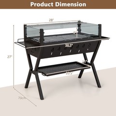Stainless Steel Barbecue Charcoal Grills with Wind Guard & Seasoning Racks