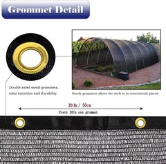 10×30 Ft Shade Cloth for Garden, 90 Black Sun Fabric with Grommets Plants Heat