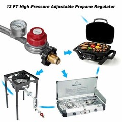 12ft High Pressure Adjustable Propane Gas Regulator with Braided Hose Indicator