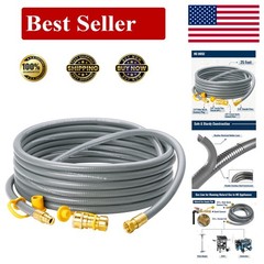 Weather-Resistant 25ft 3/8″ Natural Gas Grill Hose with Easy Connect Fittings