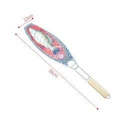 Wooden Handle Fish Grill Stainless Steel Large Size for Grilling Fish and Meat