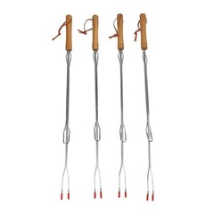 Set of 4 Extendable BBQ Grill Forks Stainless Steel for Outdoor Roasting