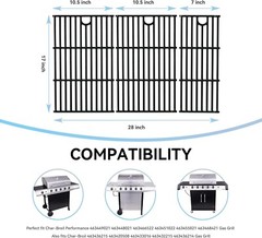 Durable 17″ Cast Iron Grill Grates for Charbroil Performance Models – Easy Clean