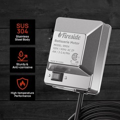 Heavy Duty Stainless Steel Grill Rotisserie Motor – 4W, Waterproof Switch, 40 lb