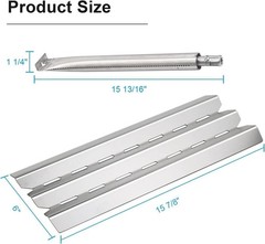 Grill Replacement Kit for Broil King Baron Stainless Steel Heat Plates Burners