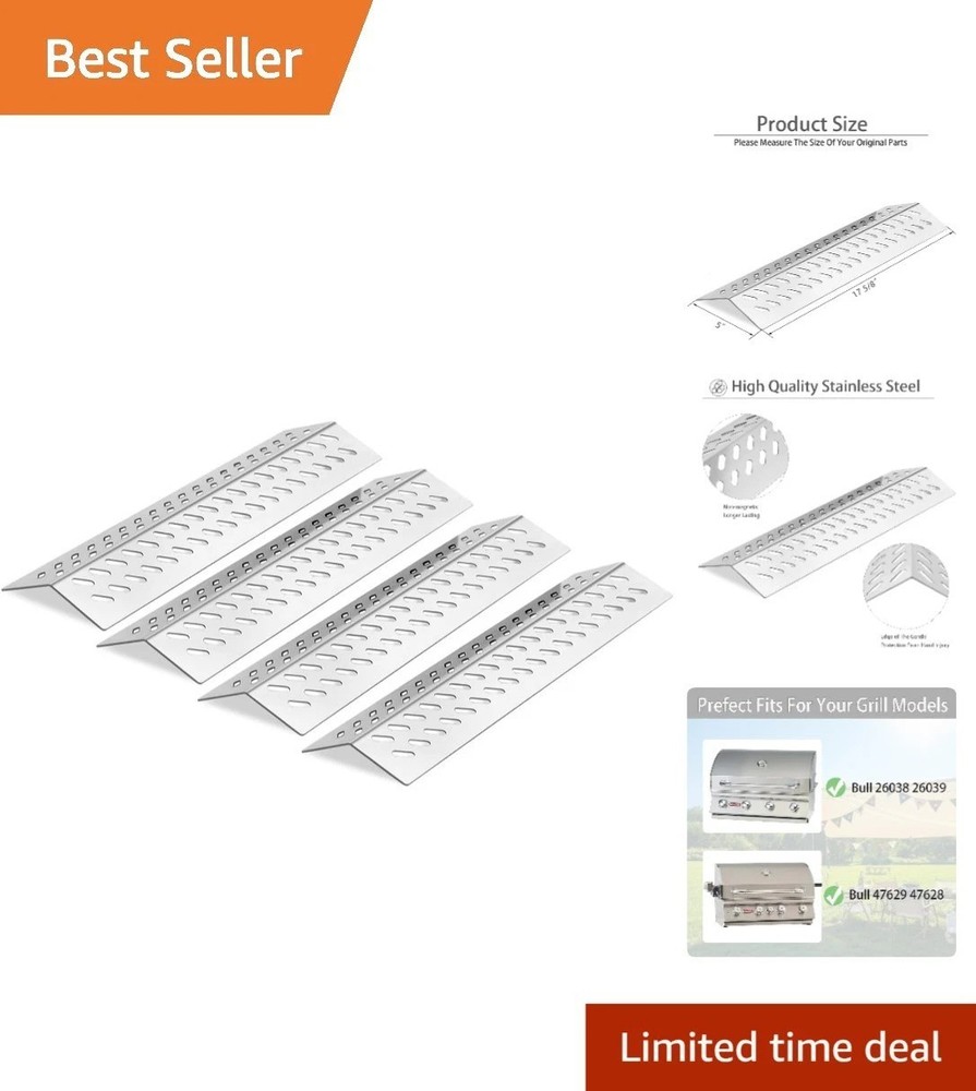 Stainless Steel Grill Heat Plate Shield for Bull Angus Brahma Models 4 Pack
