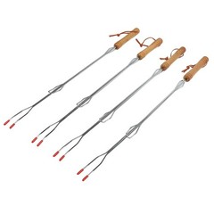 Set of 4 Extendable BBQ Grill Forks Stainless Steel for Outdoor Roasting
