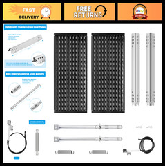 Grill Replacement Parts for 2-Burner Gas Grill, 17″ Emitter Plates, Heat Tents &