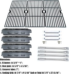 Grill Burner & Carryover tubes & Heat Plate & Cast Iron Cooking Grid