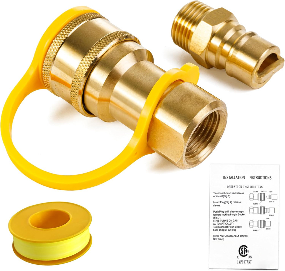 1/2 Inch Gas Quick Connect Kit for Heater Grill RV Natural Gas Propane