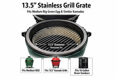 13.5 inch Cooking Grate Compatible with Medium Big Green Egg & Kamado – Stainles