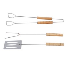 Compact and Lightweight 3 Piece Grill Utensil Set with Clip Shovel and Fork