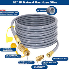 36 Feet 1/2-Inch ID Natural Gas Hose with Quick Connect Fitting for Weber, Charb