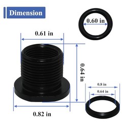 2 Pcs Thread Adapters and Rubber&Metal Washers, Replacement Kit, 1/2-28 to 5/8