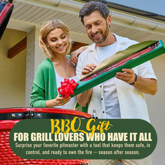 24 Inch BBQ Tongs – 1 Year Warranty, 100% Stainless Steel Long Metal Grill Tongs