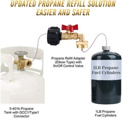 Propane Refill Adapter / Hose with ON-Off Control Valve for 1Lb To 20Lb Gas Tank