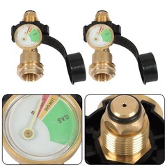 2PCS Propane Tank Adapter with Gauge Converts POL LP Tank Service Valve QCC/Type
