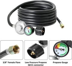 Atkke 6Ft Propane Hose Regulator Gauge Gas Grill Regulator Gauge For Most Lp
