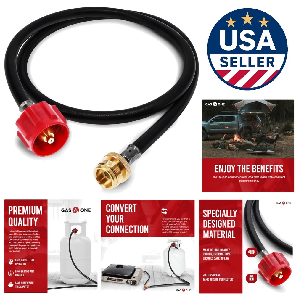 4 ft Heavy-Duty Propane Adapter Hose – 1lb to 20lb Compatibility for Outdoor Use