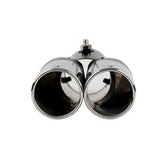 Sakali Universal Double Outlet Exhaust Tip Fit Pipe Straight Black+Silver