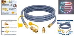 12 Feet 1/2 Inch ID Natural Gas Hose with Quick Disconnect for weber, charbro..,