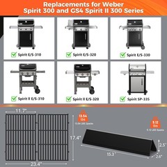 QuliMetal Spirit E310 Grill Parts for Weber Spirit, 17.5″ Grill Grates 15.3″ Fla